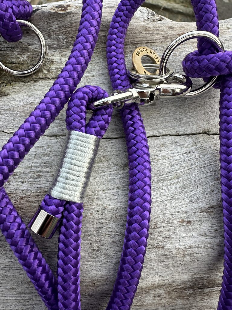 Lila farbene Leine mit grauer Takelung