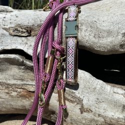 Hundehalsband und Leine in braun und rosé